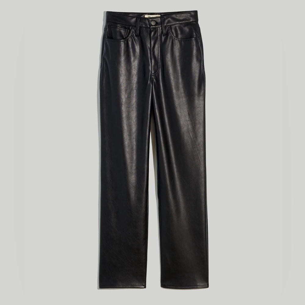Madewell The Perfect‎ Vintage Straight Jean Vegan Black Leather Size 32 NWT Fall
